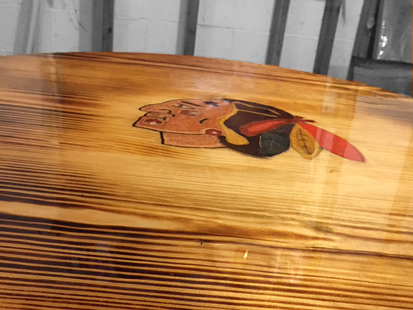 Burnt Round Sports Table