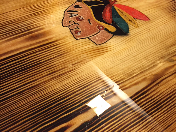 Burnt Round Sports Table