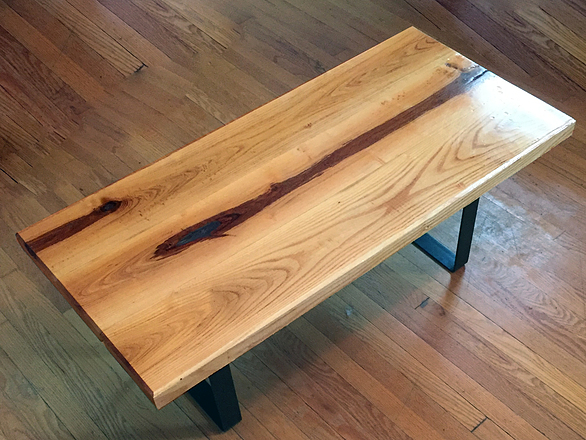 Black Locust Hard Wood Coffee Table with Pewter Epoxy Inlay