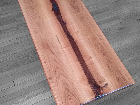 Black Locust Hard Wood Coffee Table with Pewter Epoxy Inlay