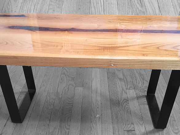Black Locust Hard Wood Coffee Table with Pewter Epoxy Inlay