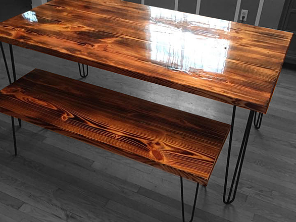 Burnt Wood Table Set