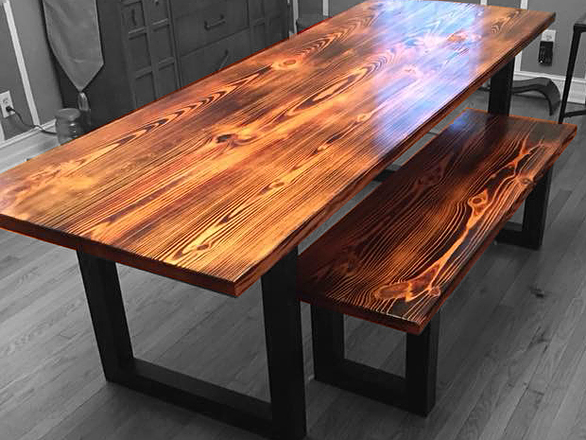 Burnt Wood Table Set